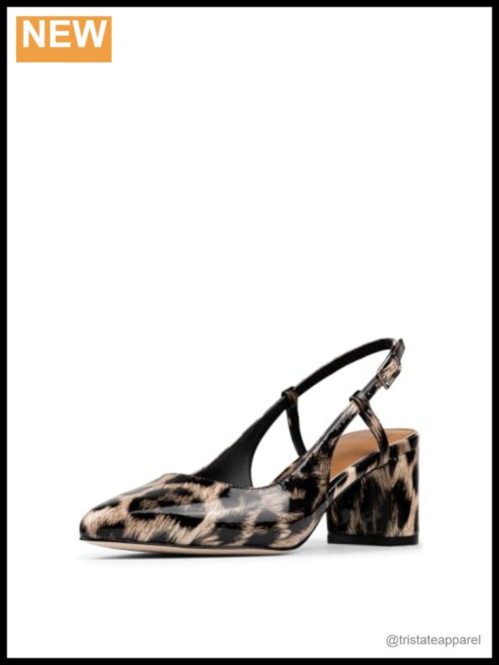 Womens Slingback Kitten Heel Pumps Faux Leather Block Heel